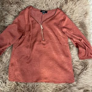 Dark coral top with gold zipper in front size Sm